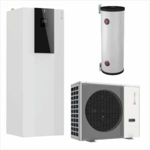 Pachet pompă de căldură aer-apă split Clivet încălzire răcire ACM hidrotank acumulator
