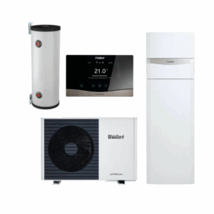 Pachet pompa de căldură aer-apa Vaillant, split, unitower, acumulator și automatizare